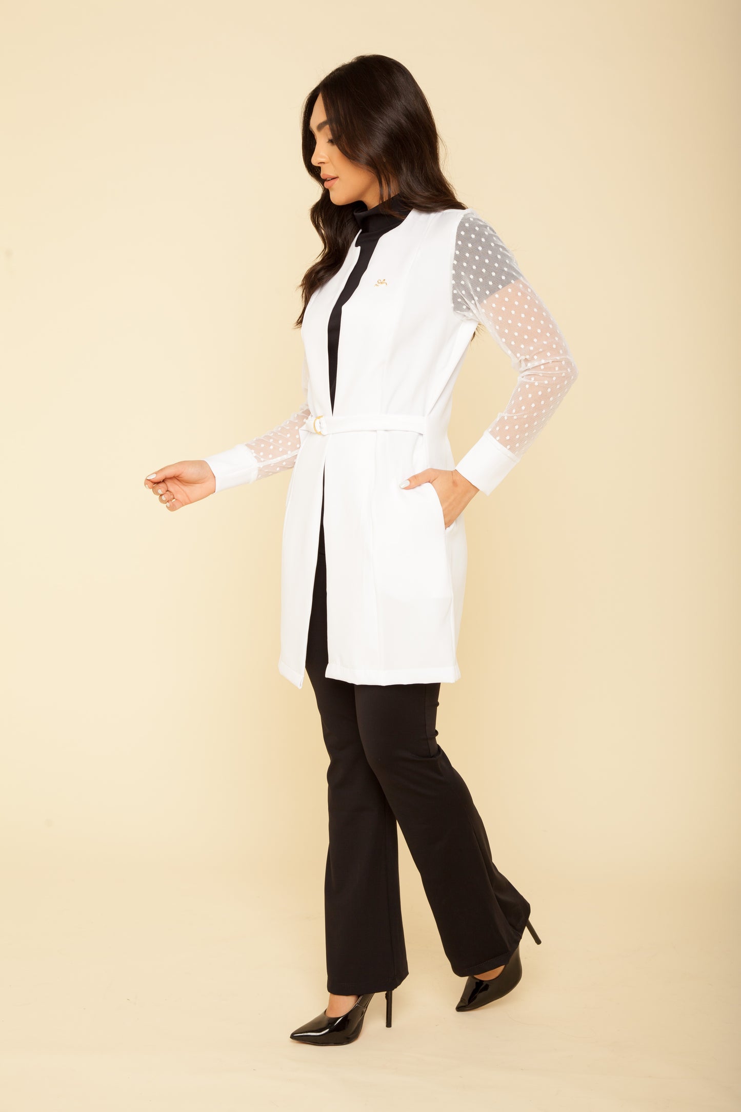 Women's Lab Coat Long Sleeve Eva White