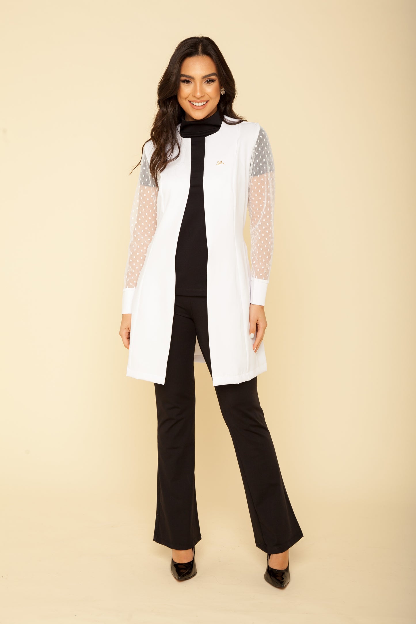 Women's Lab Coat Long Sleeve Eva White
