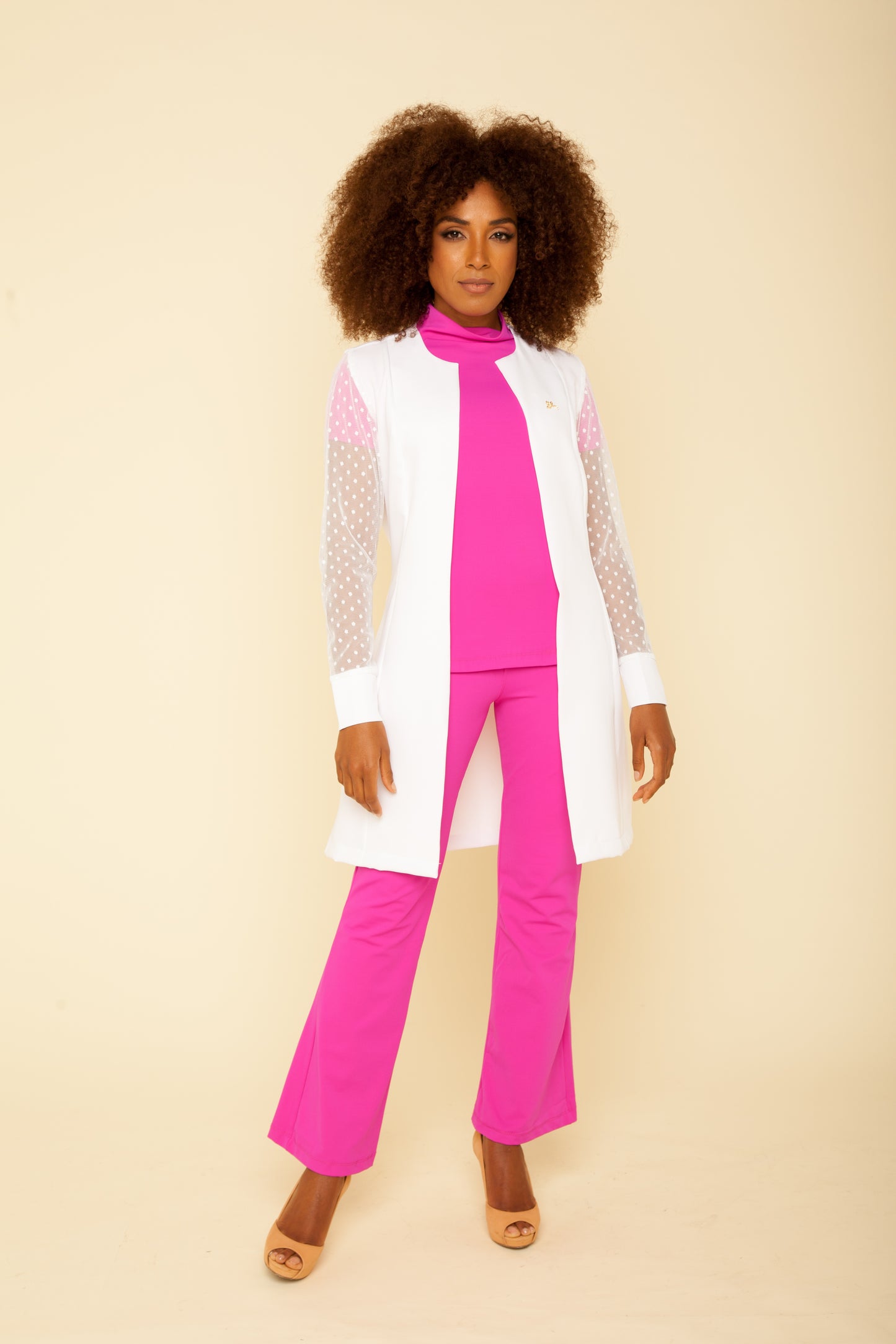 Women's Lab Coat Long Sleeve Eva White